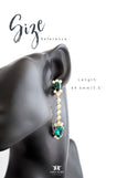 EMERALD LONG  Earrings,  Bridal Emerald Bridal Drop Earrings