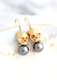 Skull Earrings, Gothic Bride Earrings, Skull Drop Earrings