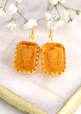 Bridal Cameo Earrings, Amber Vintage Crystal Earrings
