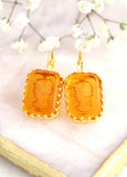 Bridal Cameo Earrings, Amber Vintage Crystal Earrings