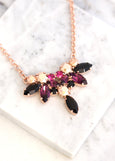Purple Black Necklace, Bridal Purple Black Necklace