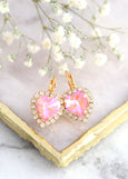 Heart Earrings, Orange Peach Earrings, Neon Heart Drop Earrings