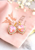 Heart Earrings, Orange Peach Earrings, Neon Heart Drop Earrings