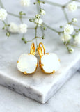 Bridal White Opal Drop Earrings, Bridesmaids Earrings