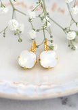 Bridal White Opal Drop Earrings, Bridesmaids Earrings