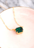 Emerald Dark green Necklace, Emerald Green Crystal Necklace