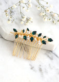 Bridal Emerald Green Hair Comb, Swarovski Hair Crystal Comb