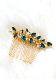 Bridal Emerald Green Hair Comb, Swarovski Hair Crystal Comb