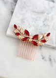 Bridal Hair Comb, Red Swarovski Hair Comb, Ruby Red Hair Comb