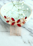 Bridal Hair Comb, Red Swarovski Hair Comb, Ruby Red Hair Comb