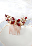 Bridal Hair Comb, Red Swarovski Hair Comb, Ruby Red Hair Comb