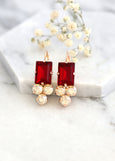 Ruby Red Crystal Drop Earrings, Gift For Her