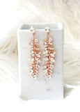 BRIDAL Chandelier Long Earrings, Bridal Long leaf Crystal Earrings