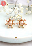 Star Earrings, Rose Cream Pearl Earrings, Pearls Stud Crystal Earrings