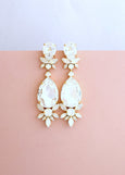 Statement Bridal Earrings, White Opal Chandelier Bridal Earrings