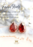 RED EARRINGS, Bridal Ruby Crystal Earrings, Bridesmaids Red Earrings