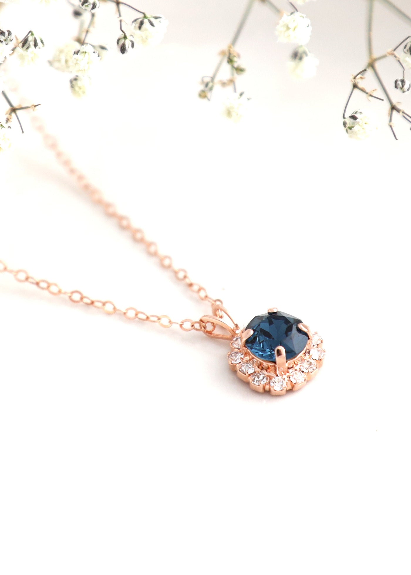 Blue Navy Necklace, Navy Blue Crystal Necklace, Gift For Her