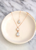 Back Necklace, Bridal Backdrop Necklace, Dusty Blue Necklace