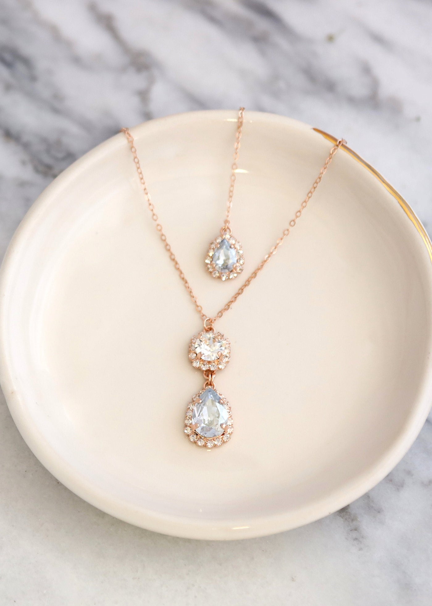 Back Necklace, Bridal Backdrop Necklace, Dusty Blue Necklace