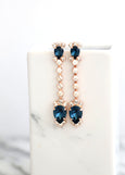 Bridal Blue Navy LONG  Earrings, Navy Blue  Bridal Drop Earrings