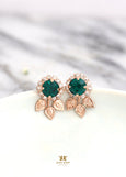 Emerald Stud Earrings, Bridal Emerald Crystal Stud Earrings