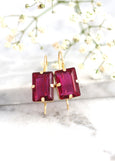 Pink Earrings, Fuchsia Pink Earrings, Dark Fuchsia Drop Earrings