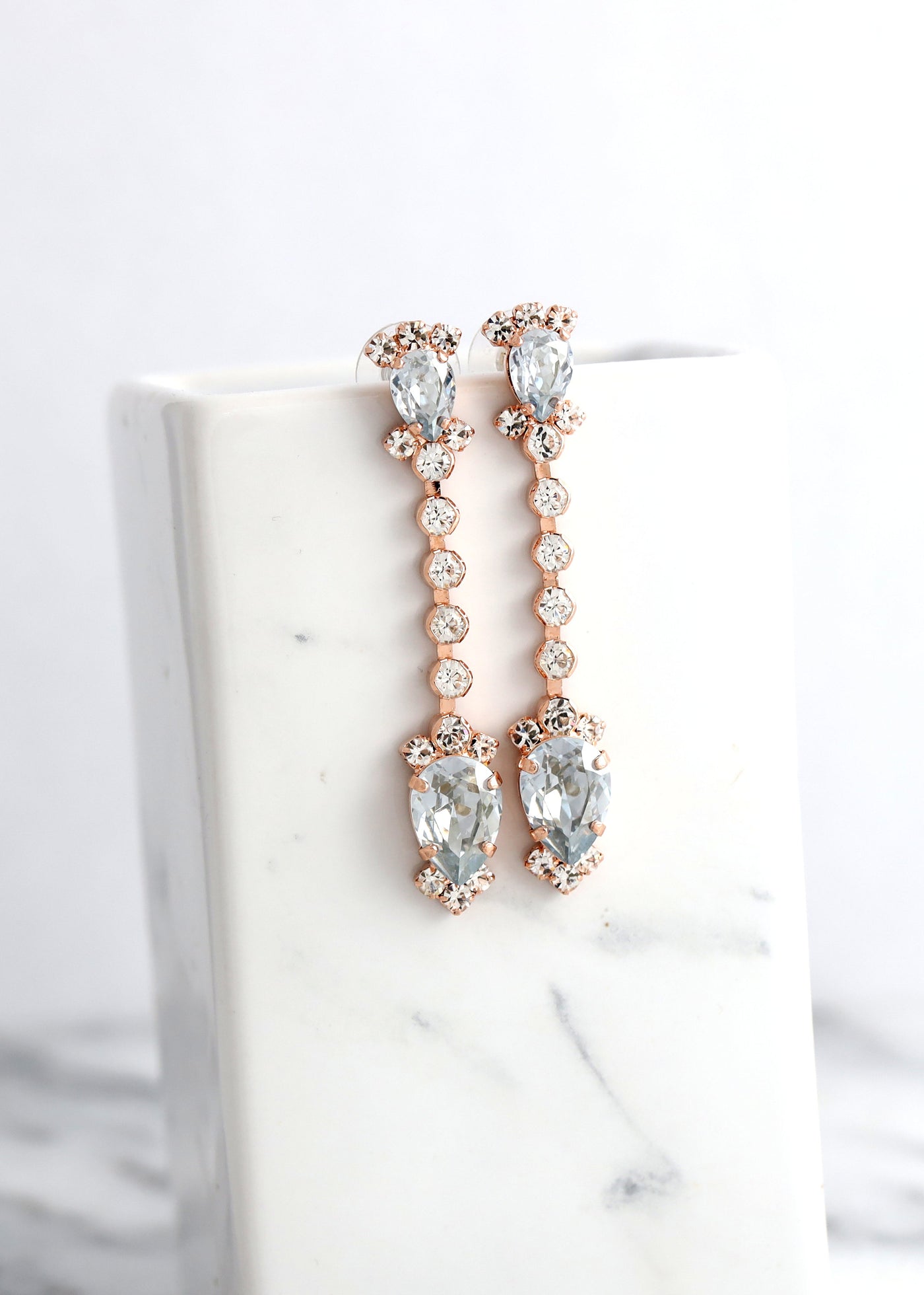 Bridal Dusty Blue Earrings, Dusty Blue Bridal Drop Earrings