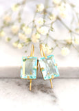 Aquamarine Earrings, Aquamarine Drop Earrings, Bridal Blue Drop Earrings, Emerald cut Crystal Earrings, Bridesmaids Earrings, Gift For Her