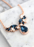 BLUE NAVY Necklace, Bridal Blue Navy Crystal Swarovski Necklace