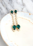 EMERALD LONG  Earrings,  Bridal Emerald Bridal Drop Earrings