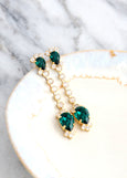 EMERALD LONG  Earrings,  Bridal Emerald Bridal Drop Earrings