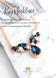 BLUE NAVY Necklace, Bridal Blue Navy Crystal Swarovski Necklace