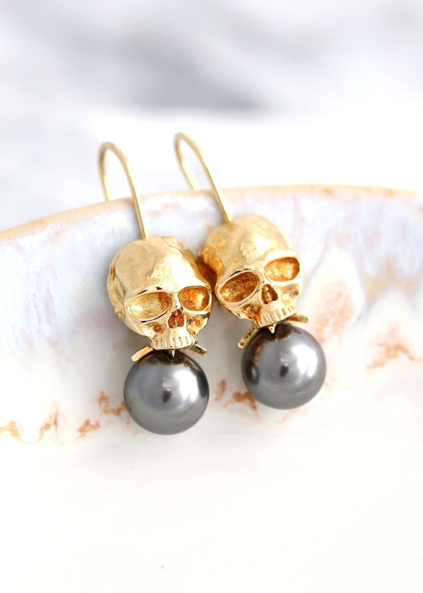 Skull Earrings, Gothic Bride Earrings, Skull Drop Earrings