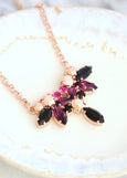 Purple Black Necklace, Bridal Purple Black Necklace