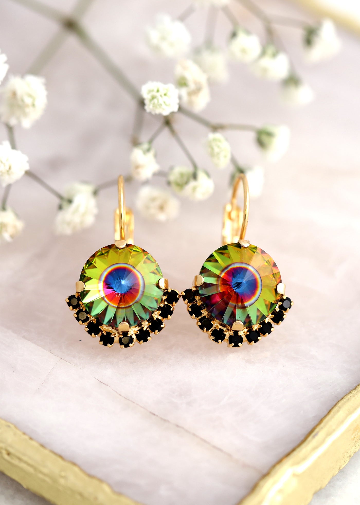 Peacock green Earrings, Peacock Drop Earrings, Gift For Her