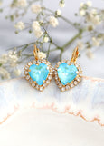Sky Blue Heart Earrings, Blue Drop Earrings, Heart Drop Earrings