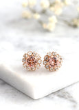 Bridal Blush Crystal Stud Earrings, Blush Stud Earrings