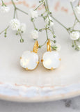 Bridal White Opal Drop Earrings, Bridesmaids Earrings