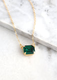 Emerald Dark green Necklace, Emerald Green Crystal Necklace