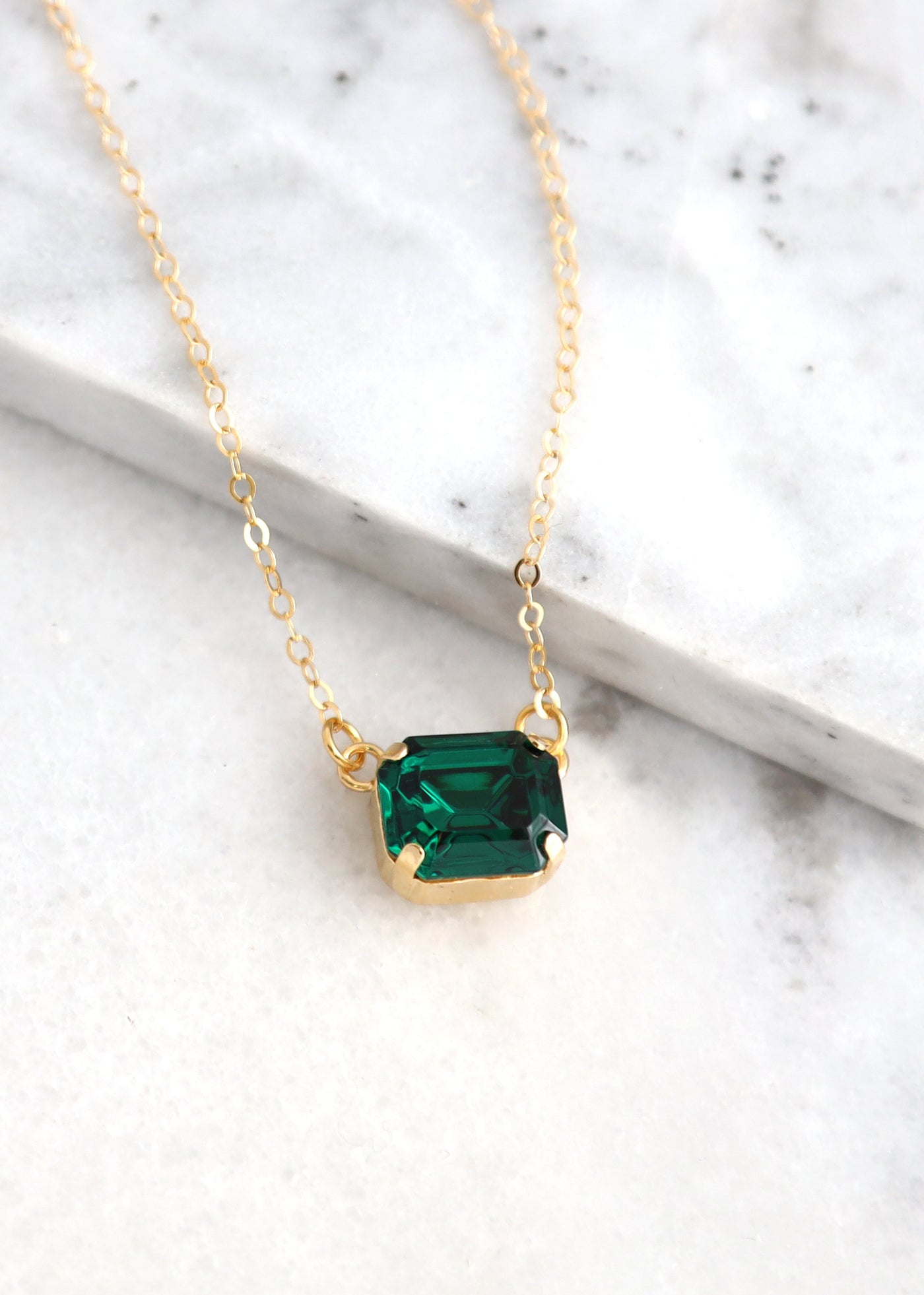 Emerald Dark green Necklace, Emerald Green Crystal Necklace