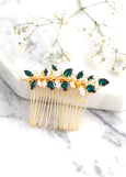 Bridal Emerald Green Hair Comb, Swarovski Hair Crystal Comb