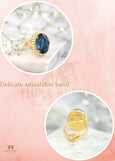 Blue Navy Statement Cocktail Ring, Sapphire Swarovski Crystal Ring
