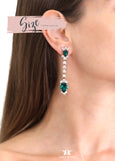 Bridal Blue Navy LONG  Earrings, Navy Blue  Bridal Drop Earrings