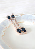 Bridal Blue Navy LONG  Earrings, Navy Blue  Bridal Drop Earrings