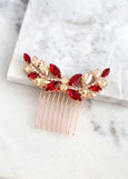Bridal Hair Comb, Red Swarovski Hair Comb, Ruby Red Hair Comb