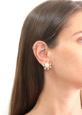 Star and Pearl Stud Earrings, Bridal Pearls Stud Crystal Earrings