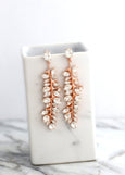 BRIDAL Chandelier Long Earrings, Bridal Long leaf Crystal Earrings