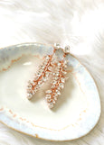BRIDAL Chandelier Long Earrings, Bridal Long leaf Crystal Earrings