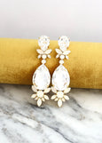 Statement Bridal Earrings, White Opal Chandelier Bridal Earrings