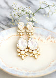 Statement Bridal Earrings, White Opal Chandelier Bridal Earrings